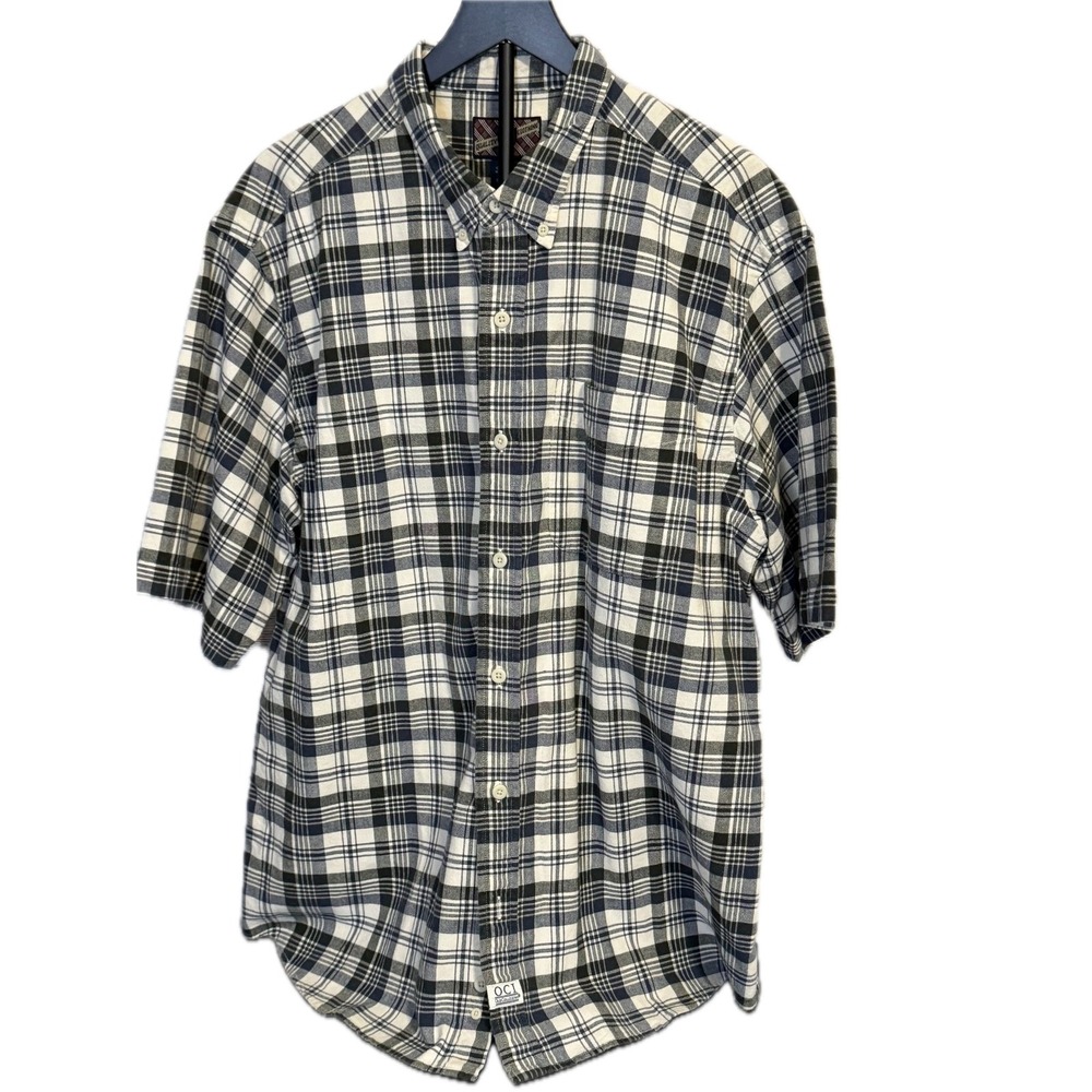 Vintage OCI Old College Inn Men's Plaid Short Sleeve Shirt Cotton XL